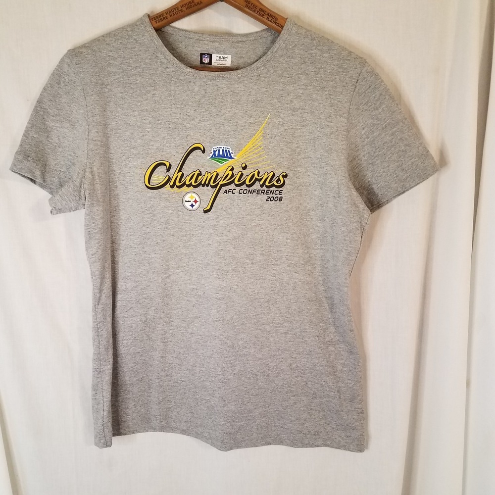 NFL team apparel Women Sz L Tee PITTSBURGH STEELERS AFC ConferenceChampions 2008